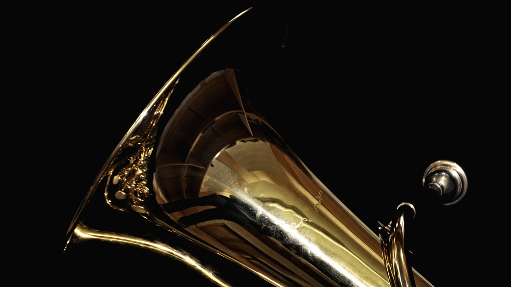 Gold,Brass,Tuba,Euphonium,Isolated,,Black,Background,,Musical,Instrument