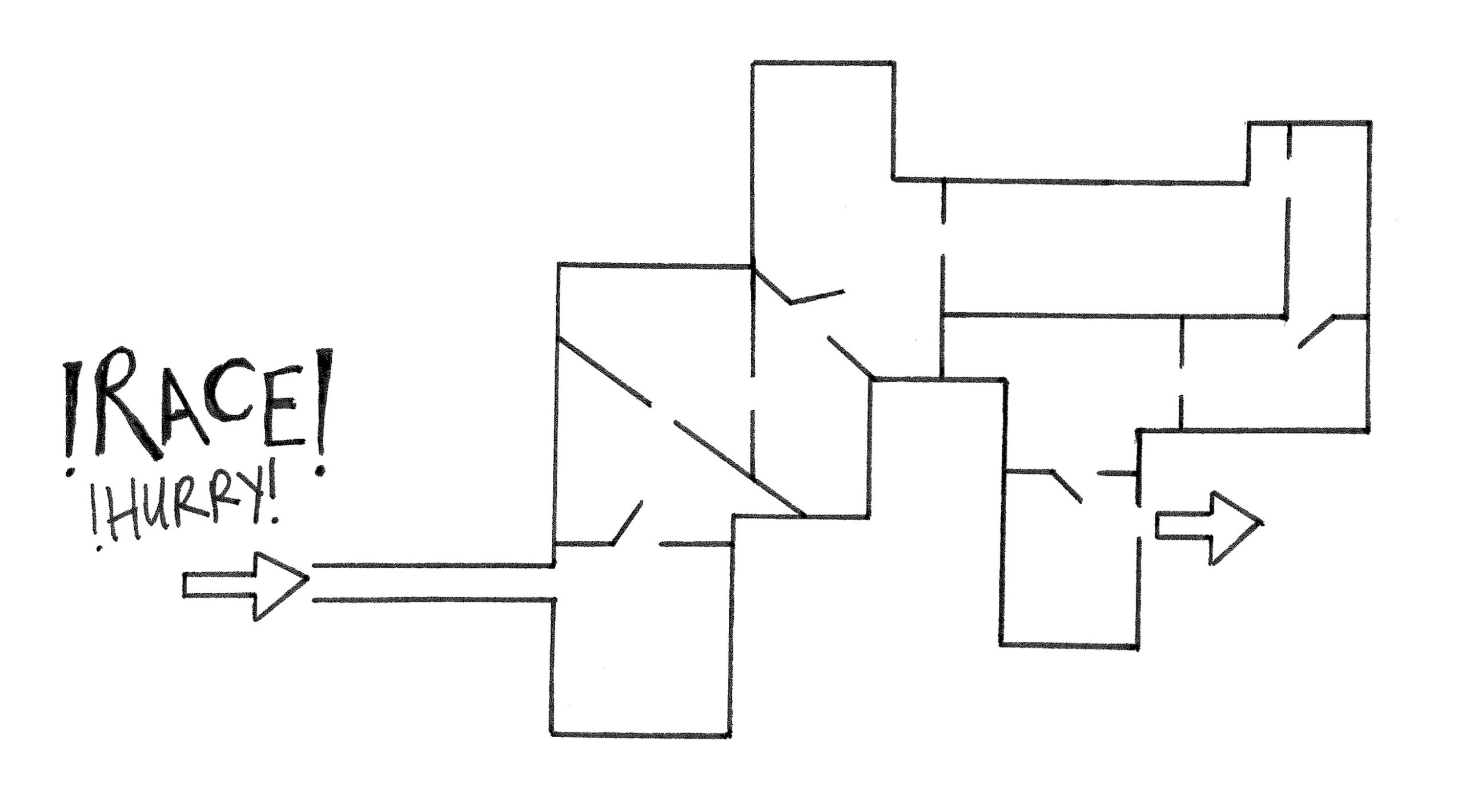 hand drawn maze with the word RACE!