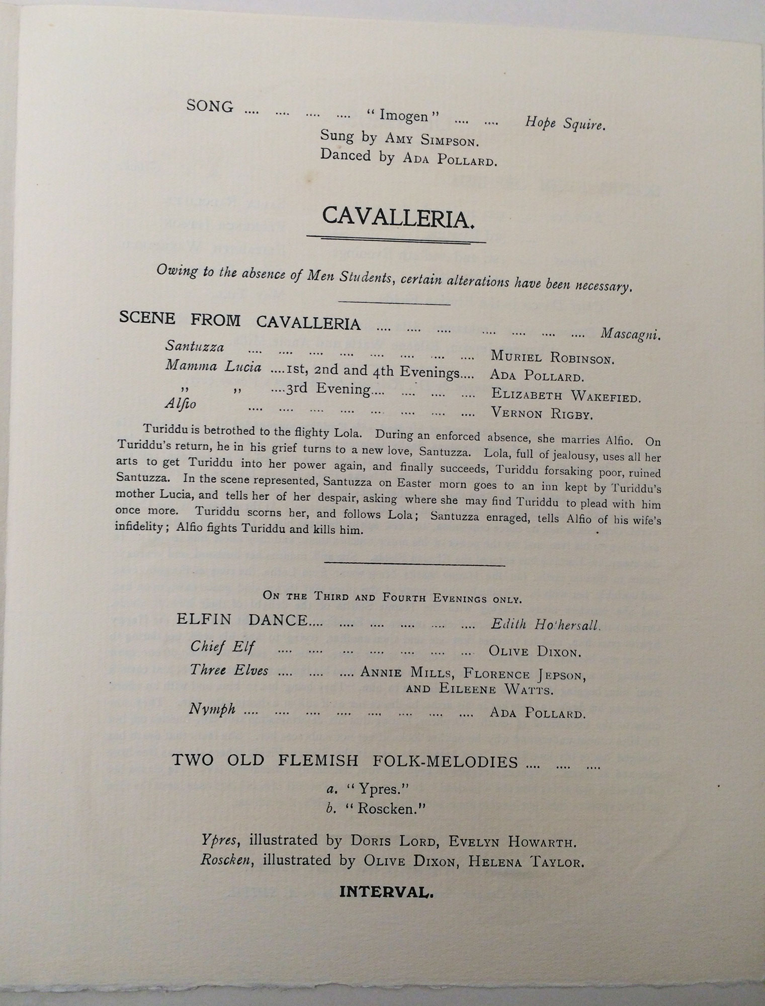 Figure 7: extract from Opera Scenes programme, 9-16 March 1917, RMCM E/1/5.