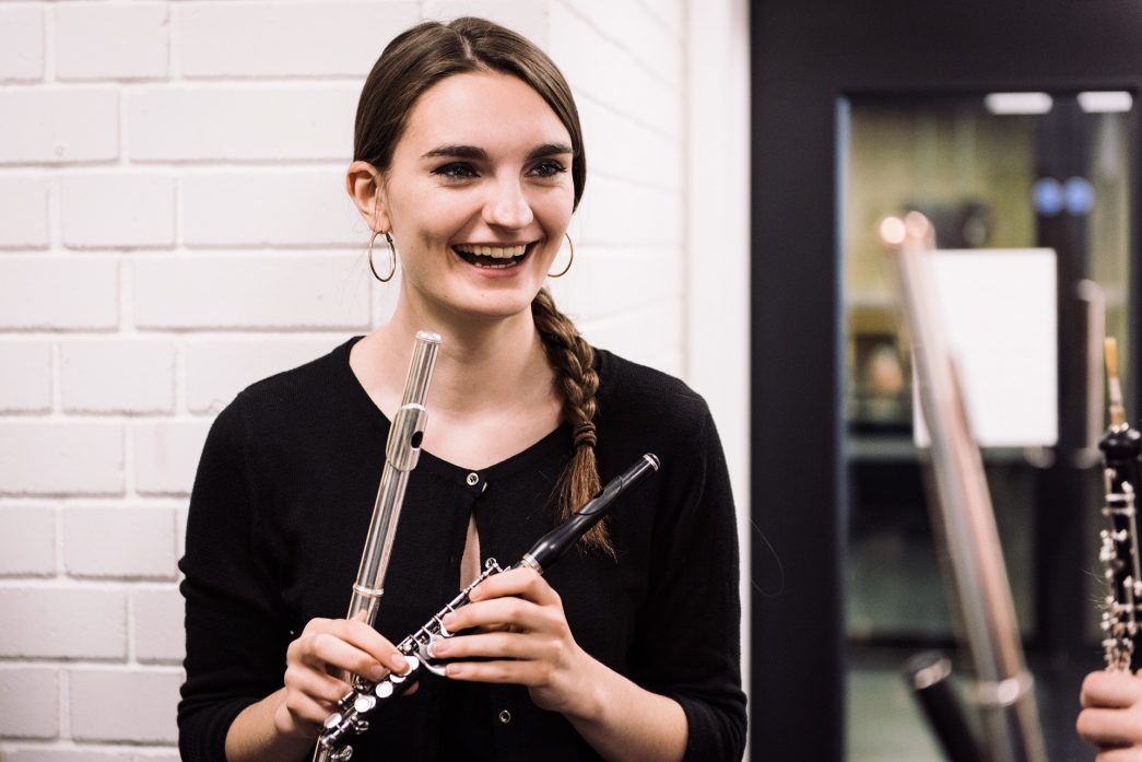 RNCM student in the School of Wind, Brass and Percussion with flute and piccolo