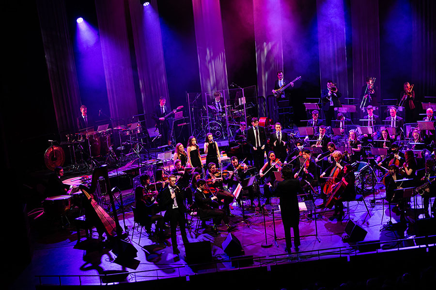 RNCM harpist with Session Orchestra