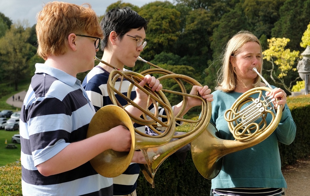 Horn students outside at Lyme Park