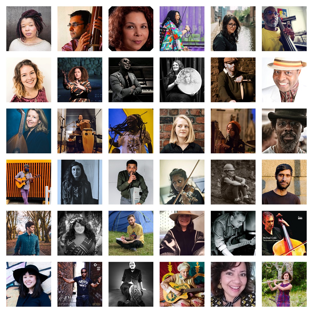 Collage of faces showing those involved in the Migrant Voices project