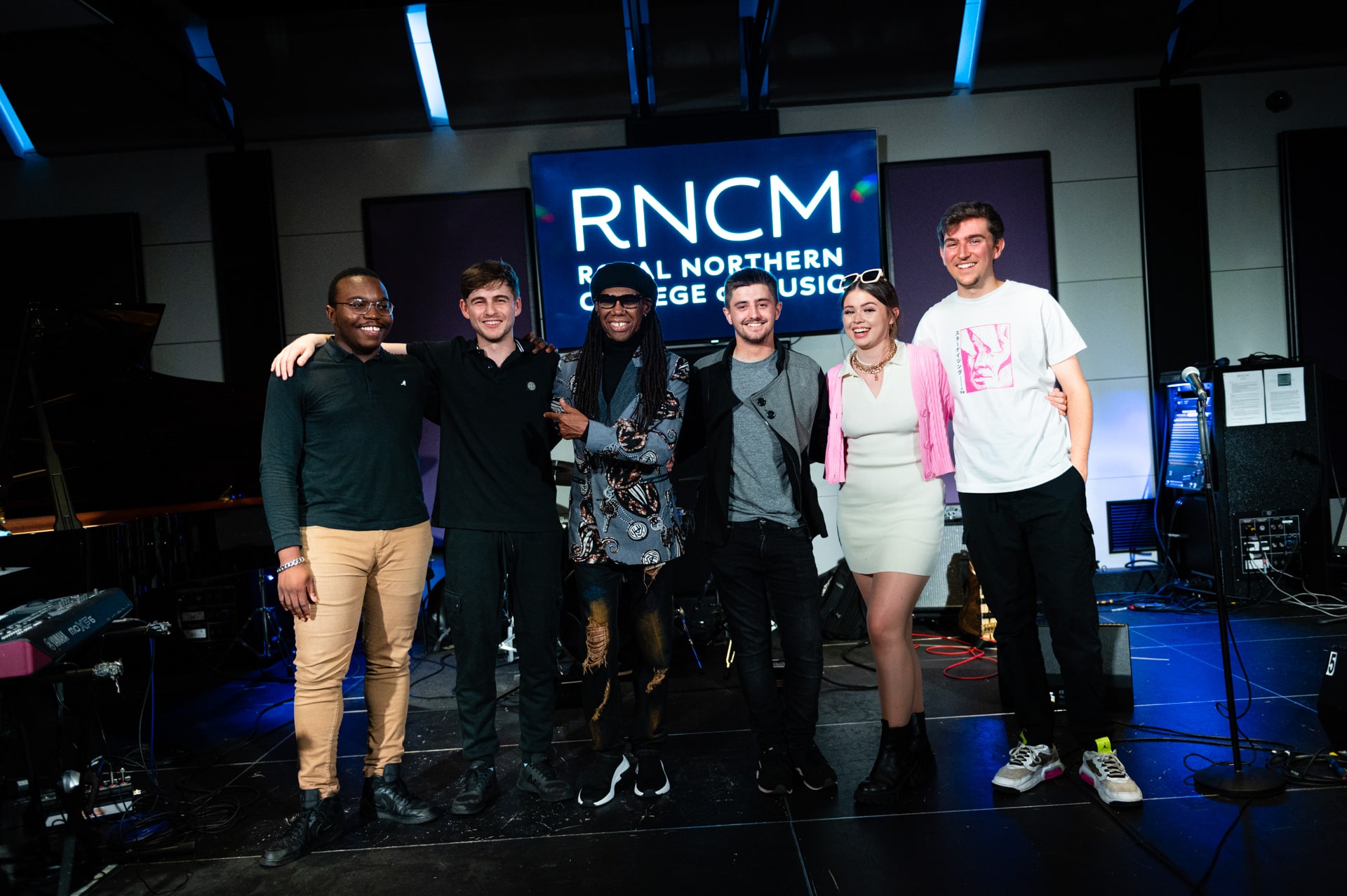 Nile Rodgers in Studio 1 with students
