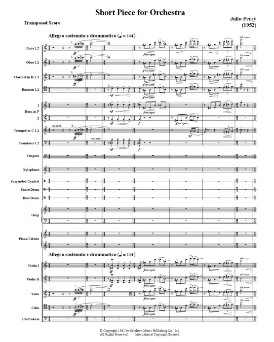 Julia Perry - Short Piece for Orchestra score
