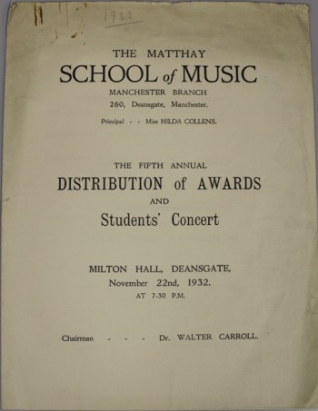 Front page of the programme for the fifth annual distribution of awards ceremony