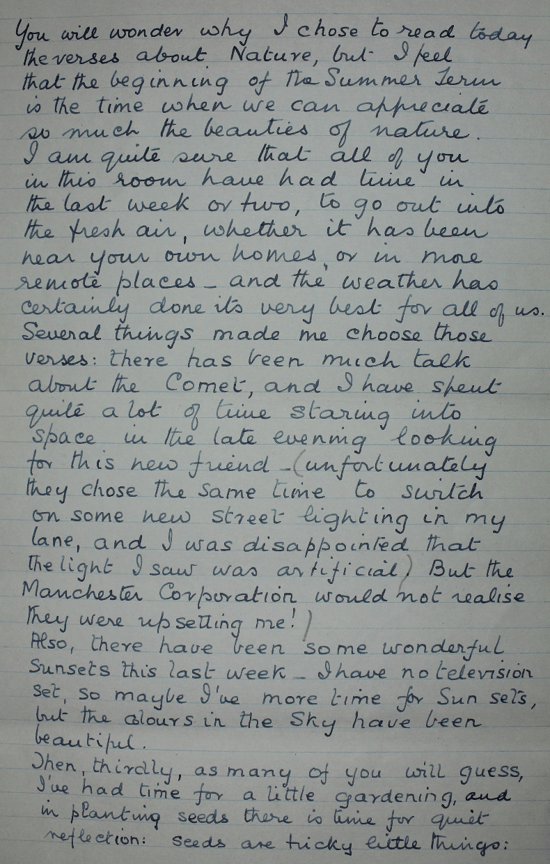 One of Ida Carroll's handwritten speeches.
