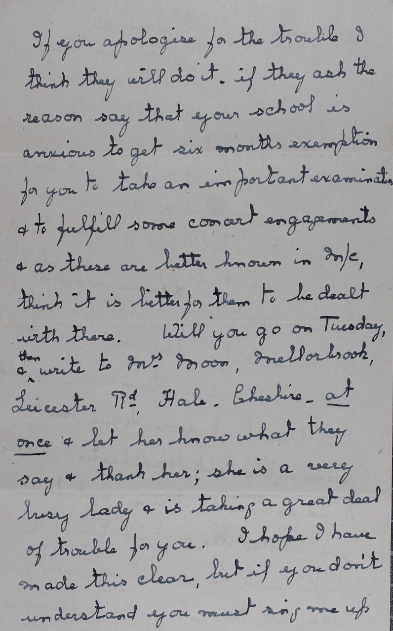 Letter from Hilda Collins to Hubert Harry.
