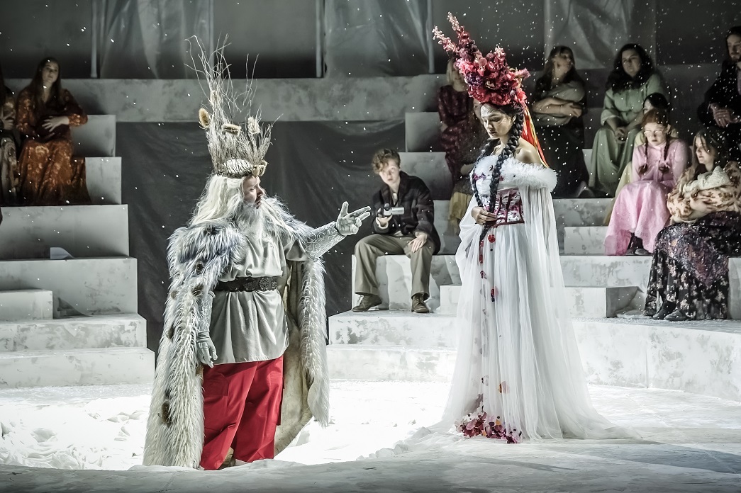 A scene from RNCM Opera The Snow Maiden featuring two students 