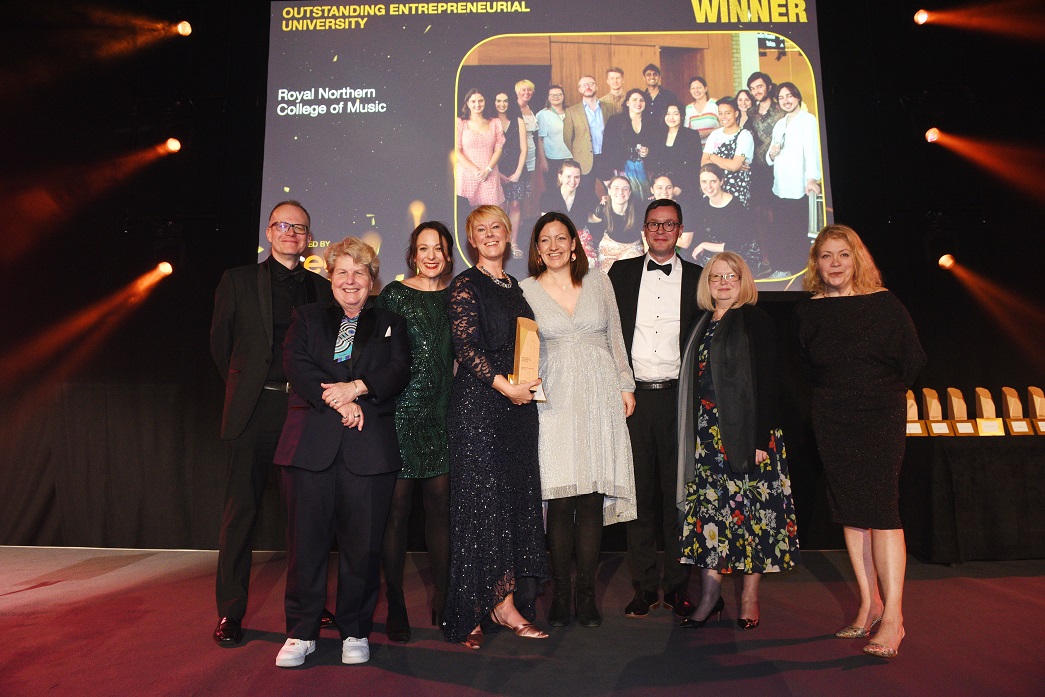 RNCM team on stage at the Time Higher Education Awards