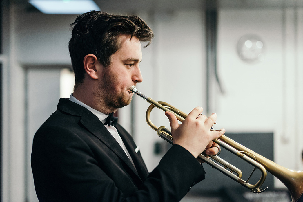 RNCM student in the School of Wind, Brass and Percussion playing the trumpet