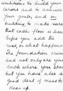 An Ida Carroll handwritten speech.