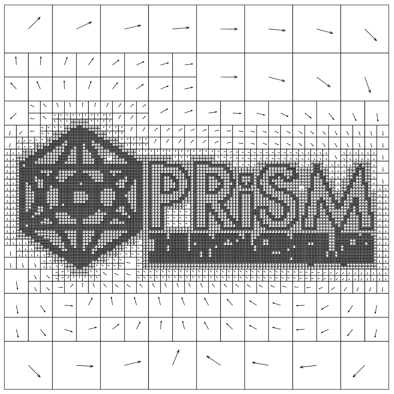 PRiSM Logo represented on a grid by flow arrows of different sizes
