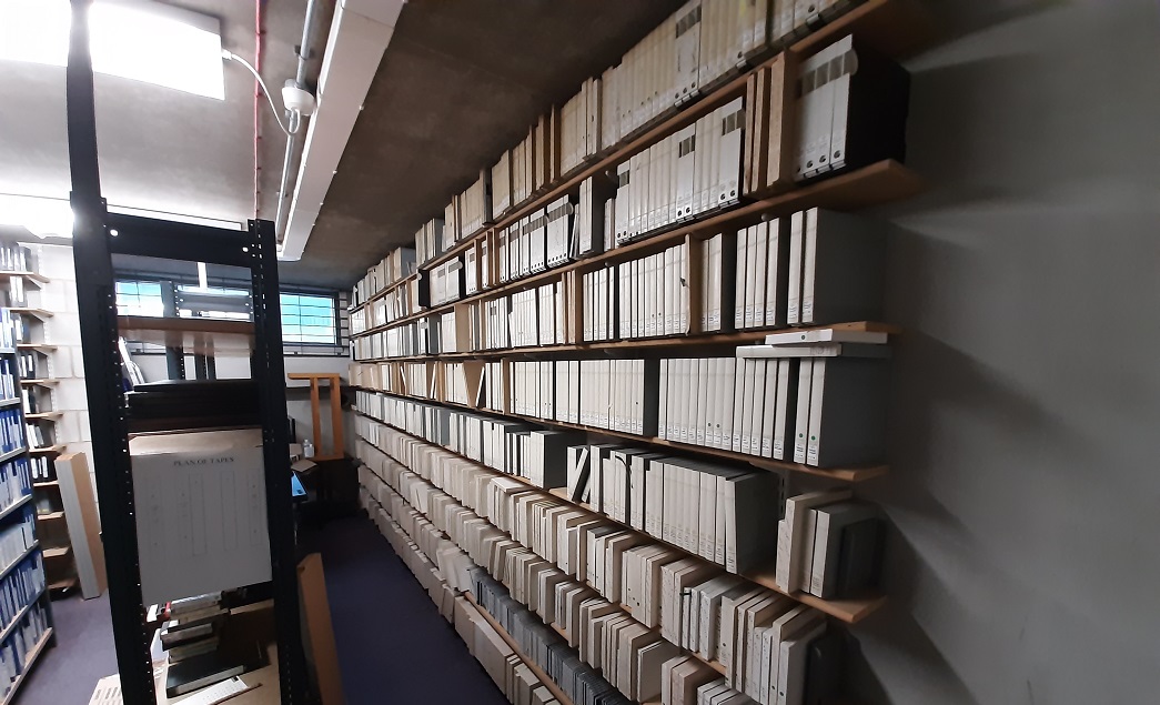 Digital archives showing lots of cassettes and reels on shelves