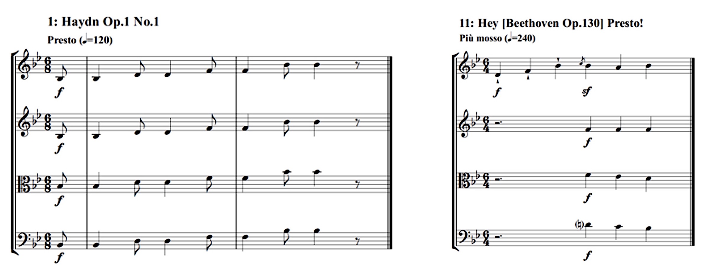 two extracts from a musical score