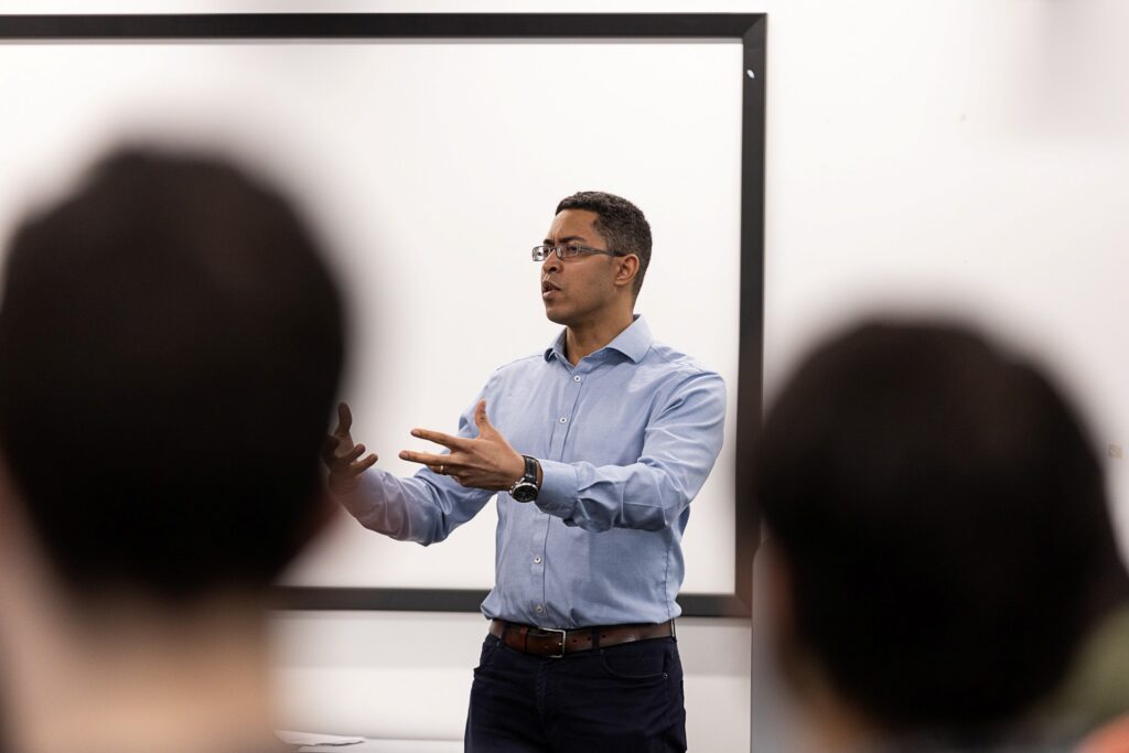 Professor lecturing to students